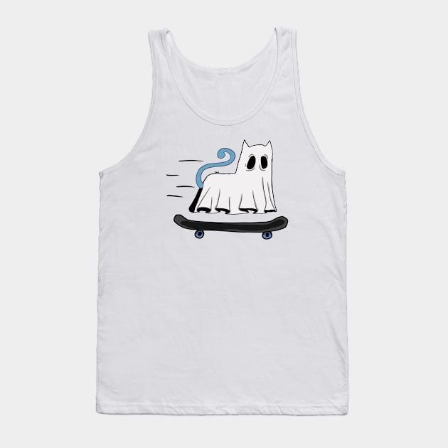 Skateboarding Ghost Cat Tank Top by Art_by_Devs